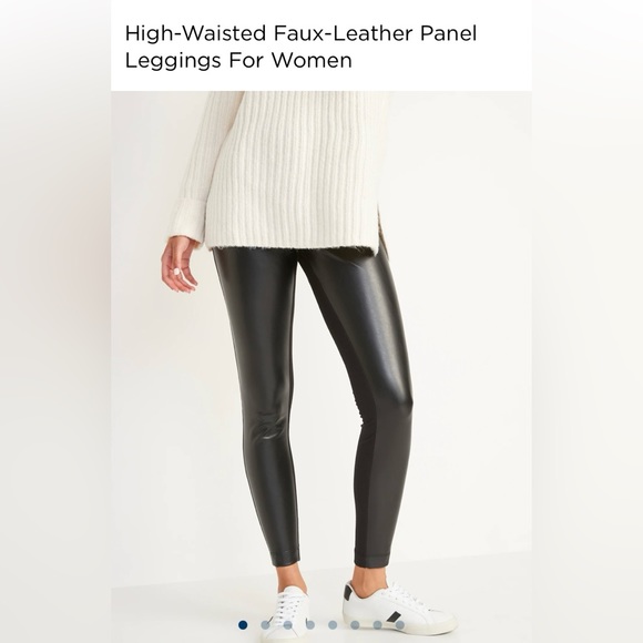 Old Navy high wasted faux-leather panel leggings. Black, size small. - Picture 1 of 6